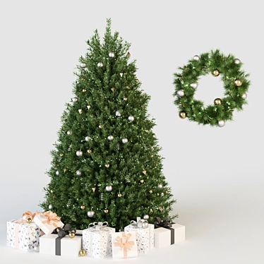 Festive Christmas Tree Set 3D model image 1 