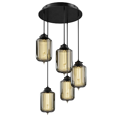 Modern Circular 5 Turret Chandelier 3D model image 1 