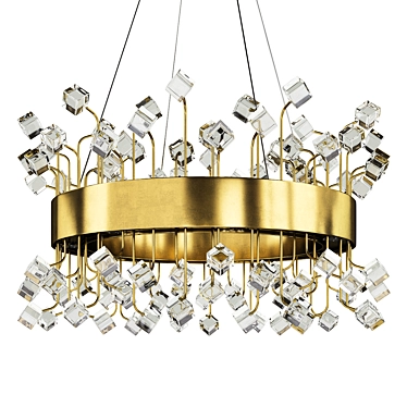 Color Crystal Chandelier: Luxury Lighting 3D model image 1 