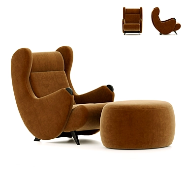 Luxury Cadillac Armchair with Pouf 3D model image 1 