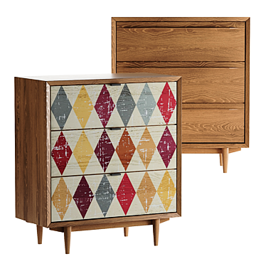 Handcrafted Bruni Print Three-Drawer Chest 3D model image 1 