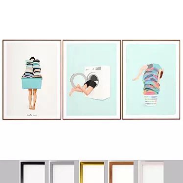 Modern Art Frames Set Collection 3D model image 1 