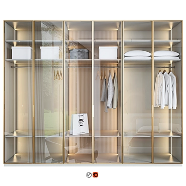 Italian Glass Door Wardrobe Concept 3D model image 1 