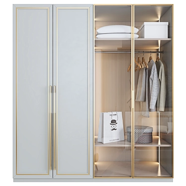 Italian Glass Door Bedroom Wardrobe 3D model image 1 