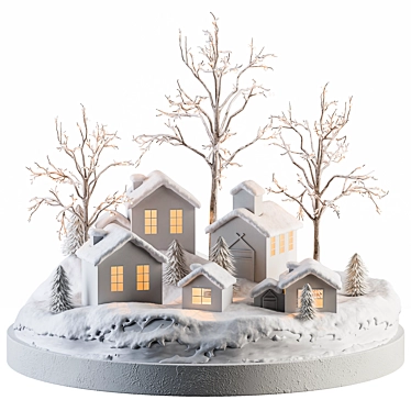 Festive Snowy Miniature Christmas Decor 3D model image 1 