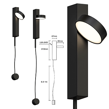 ImperiumLoft DENZIL Black Wall Sconce 3D model image 1 