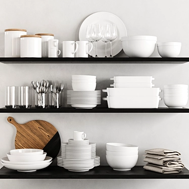 Title: Kitchen Shelf Décor Set 3D model image 1 