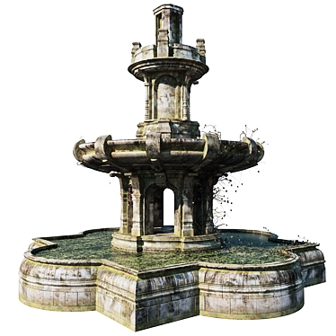 Overgrown Vintage Fountain 3D model image 1 