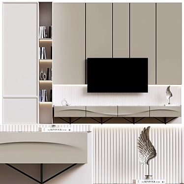 Modern TV Wall Unit Display 3D model image 1 