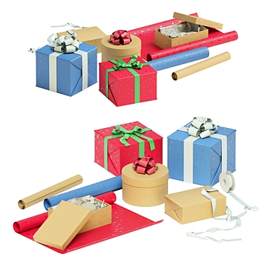 Gifts and Packaging Set - Festive Deco 3D model image 1 