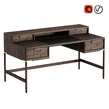 Oak Texture Writing Desk 3D model image 1 
