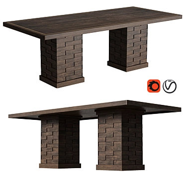 Oak Textures Dining Table 3D model image 1 