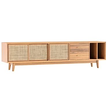  Natural Wood Media Console 79 3D model image 1 