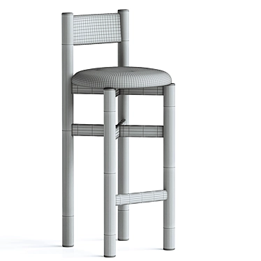 Cozy Oak Bar Stool 3D model image 1 