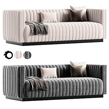 Plush Channel Tufted Velvet Sofa 3D model image 1 