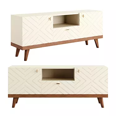 Scandinavian TV Stand Alba Beige 3D model image 1 
