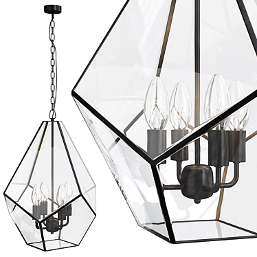 Glass Geometry Pendant Light Fixture 3D model image 1 