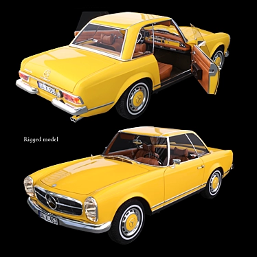 Retro Mercedes 280SL Rigged Model 3D model image 1 