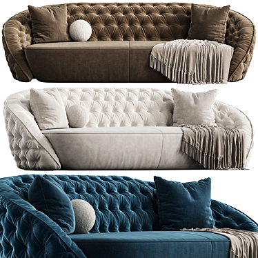 Luxury Round Blue Velvet Sofa 3D model image 1 