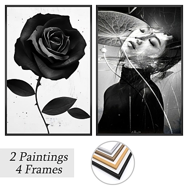 Art Set with Various Frames 3D model image 1 