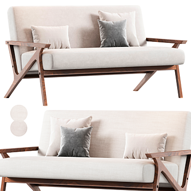 Stylish Modrest Candea Walnut Loveseat 3D model image 1 