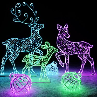 Wire Reindeer Garland Set 3D model image 1 