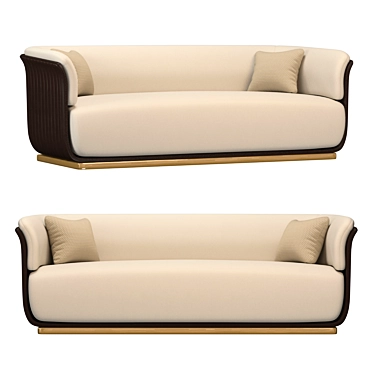 Modern Off-White & Brown Sofa for 3 Seaters Microfiber Leather Upholstery Rectangle