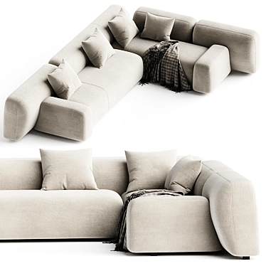 Elegant Suiseki Sofa System 3D model image 1 