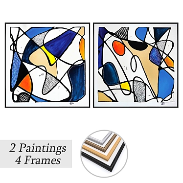 Rustic Art Set with Frames 3D model image 1 