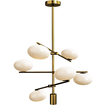 Opulent Brass Opal Pendant Light 3D model image 1 