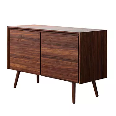 Vintage Wooden 1950s Sideboard 3D model image 1 