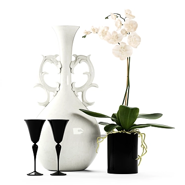 Elegant White Orchid Vase Display 3D model image 1 