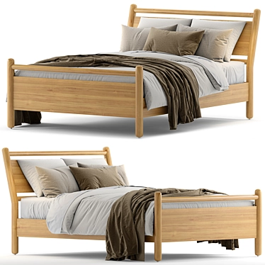 Solano Solid Wood Queen Bed 3D model image 1 