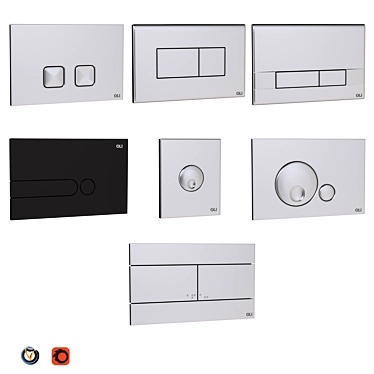 Oli Flush Buttons Set (7pcs) 3D model image 1 