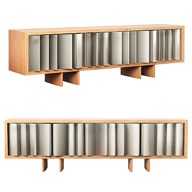 Contemporary Steel Oak Media Console 3D model image 1 