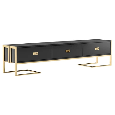 Modern Black TV Stand Drawers 3D model image 1 