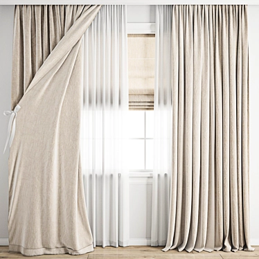 Polygonal Model Curtain Set 3D model image 1 