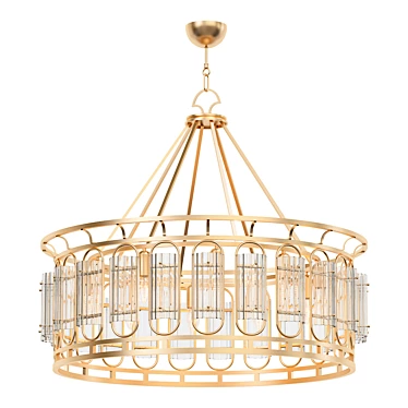 Elegant Art Deco Gold Chandelier 3D model image 1 