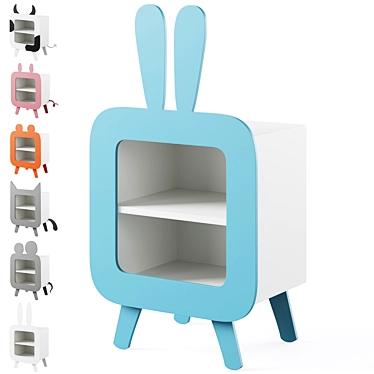Adorable Animal-themed Kids Nightstands 3D model image 1 