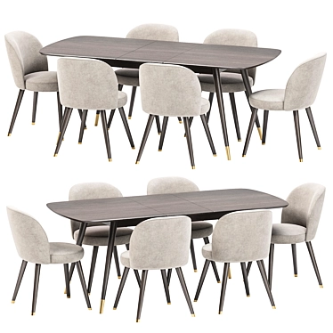 Modern Extendable Dining Set 3D model image 1 