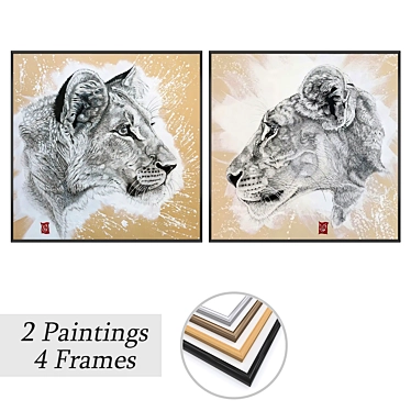 Duo Art Set with Frames 3D model image 1 