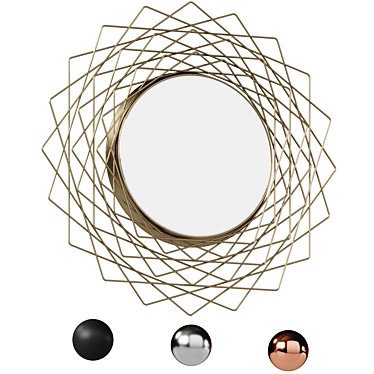 Elegant Criss-Cross Metal Mirror 3D model image 1 