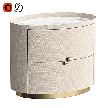 Marble Gloss Bedside Table 3D model image 1 