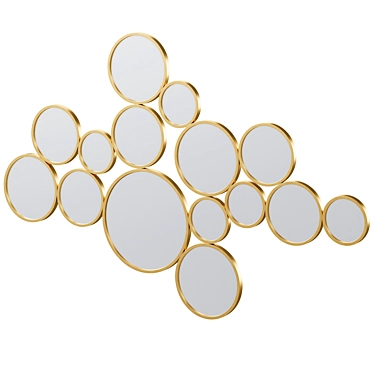 Reflective Elegance Brass Wall Mirror 3D model image 1 