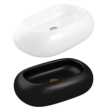 Elegant Oval White Bathroom Sink 3D model image 1 