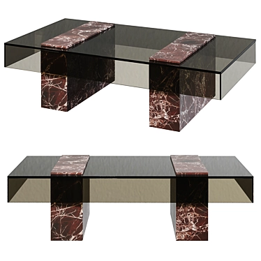 Modern Marble Glass Coffee Table 3D model image 1 