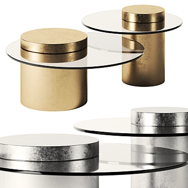 Sleek Glass Metal Coffee Table 3D model image 1 