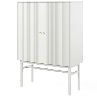 Sleek White Lewiston Cabinet, 96cm 3D model image 1 