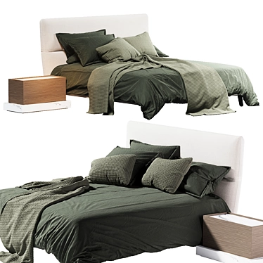 Sleek Modern Bed Green 3D model image 1 