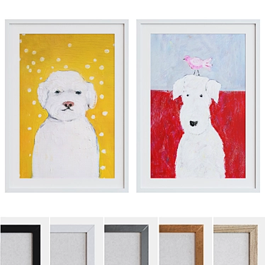  Modern Dog Portrait Picture Frame Set 3D model image 1 